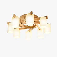 Japanese Square Wooden Art Ceiling Lamp