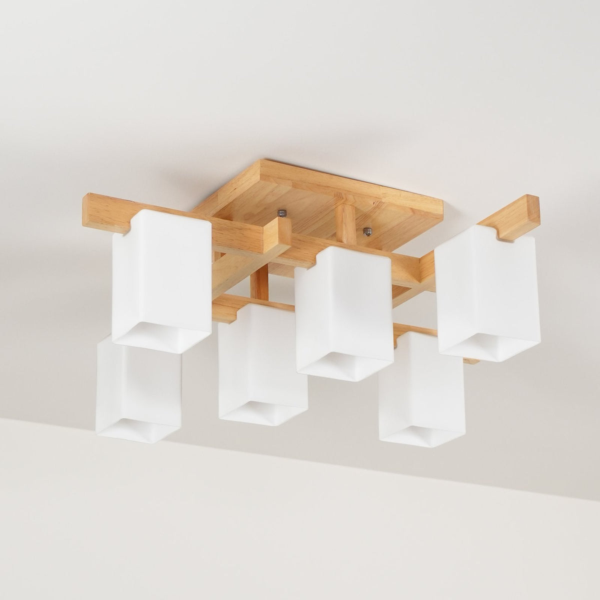 Japanese Square Wooden Art Ceiling Lamp