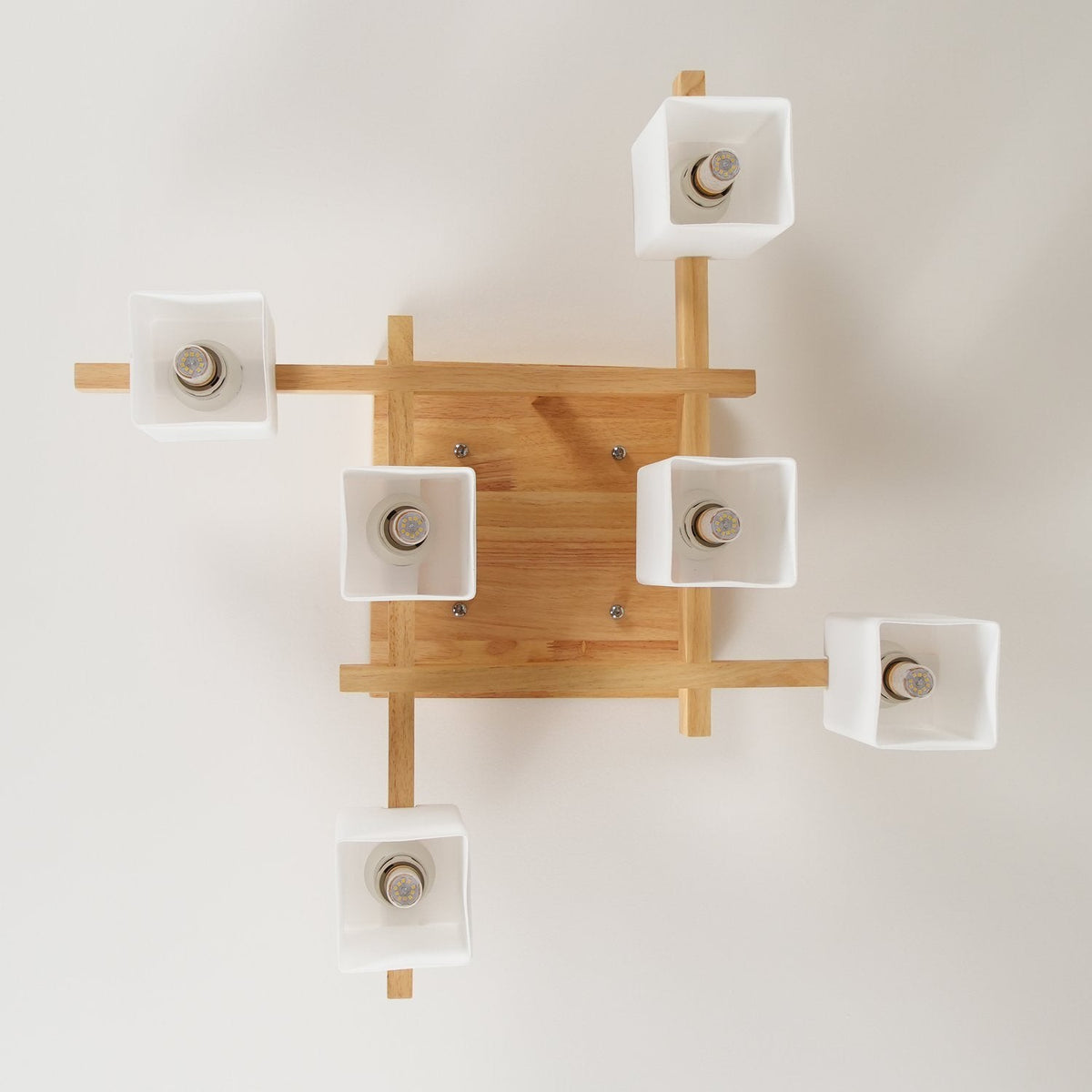Japanese Square Wooden Art Ceiling Lamp