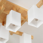 Japanese Square Wooden Art Ceiling Lamp