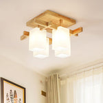 Japanese Square Wooden Art Ceiling Lamp