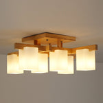 Japanese Square Wooden Art Ceiling Lamp