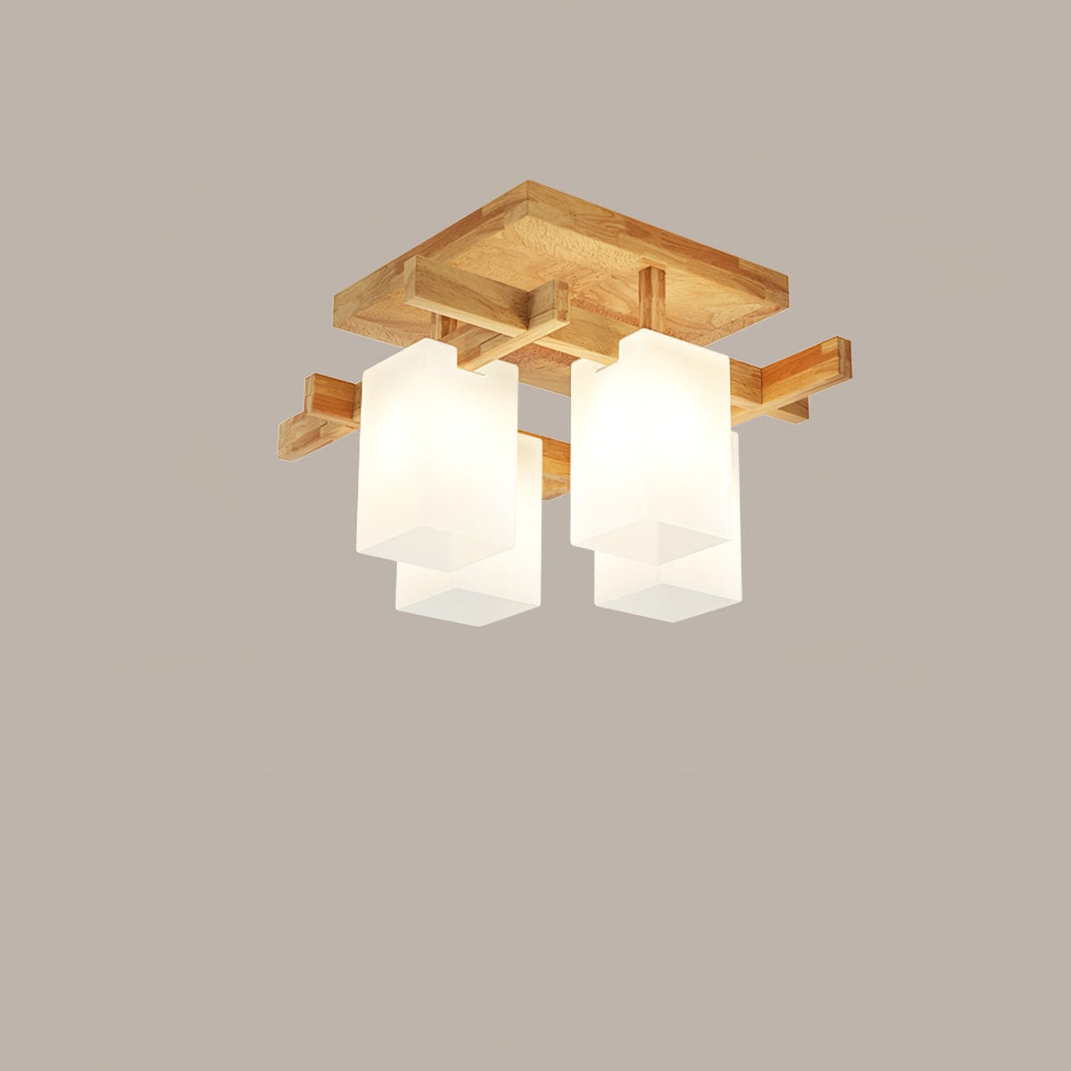 Japanese Square Wooden Art Ceiling Lamp