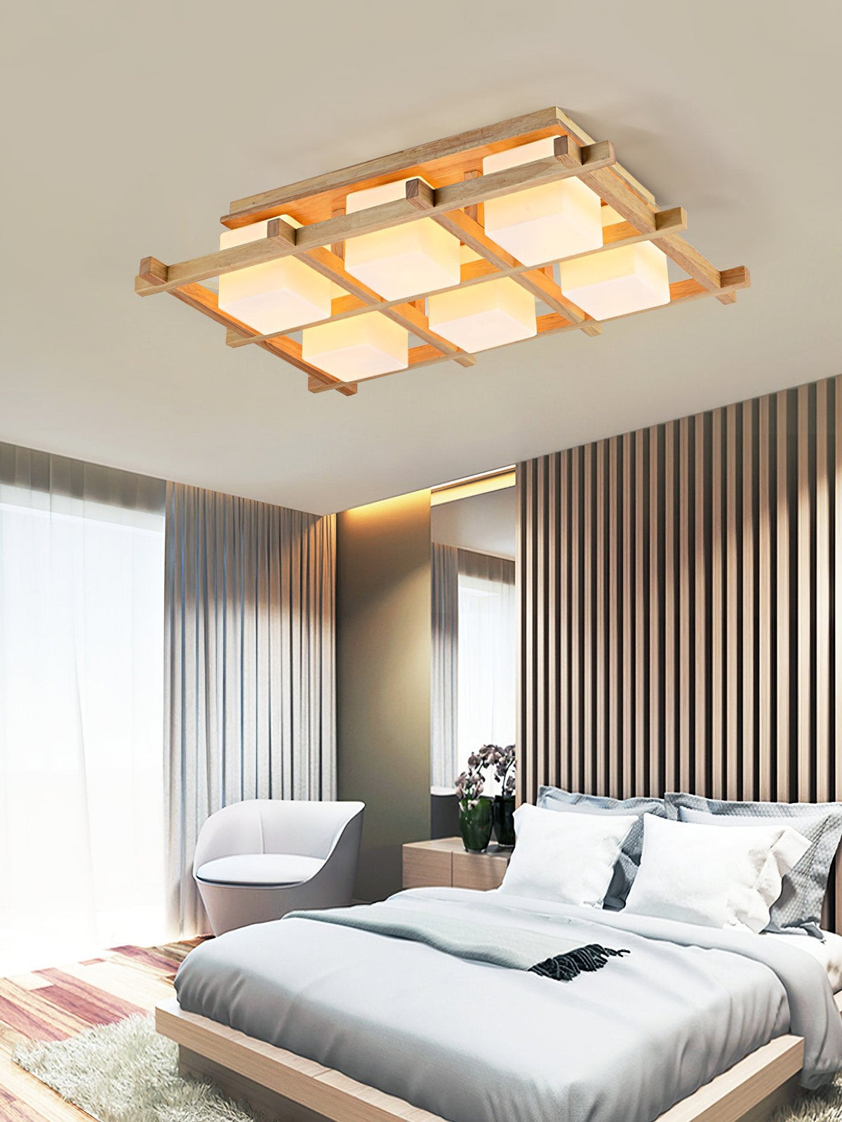 Japanese Style Lattice Ceiling Lamp