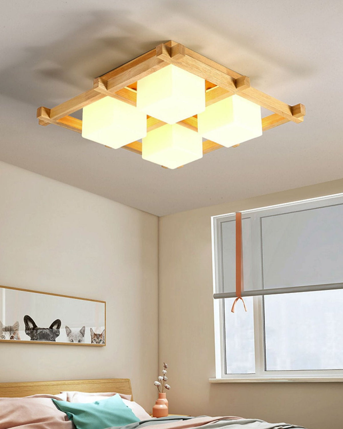 Japanese Style Lattice Ceiling Lamp