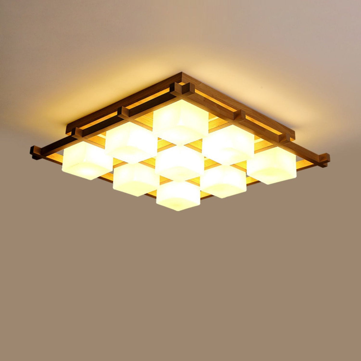Japanese Style Lattice Ceiling Lamp