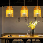 Japanese Wooden Bird Cage Pendant Light