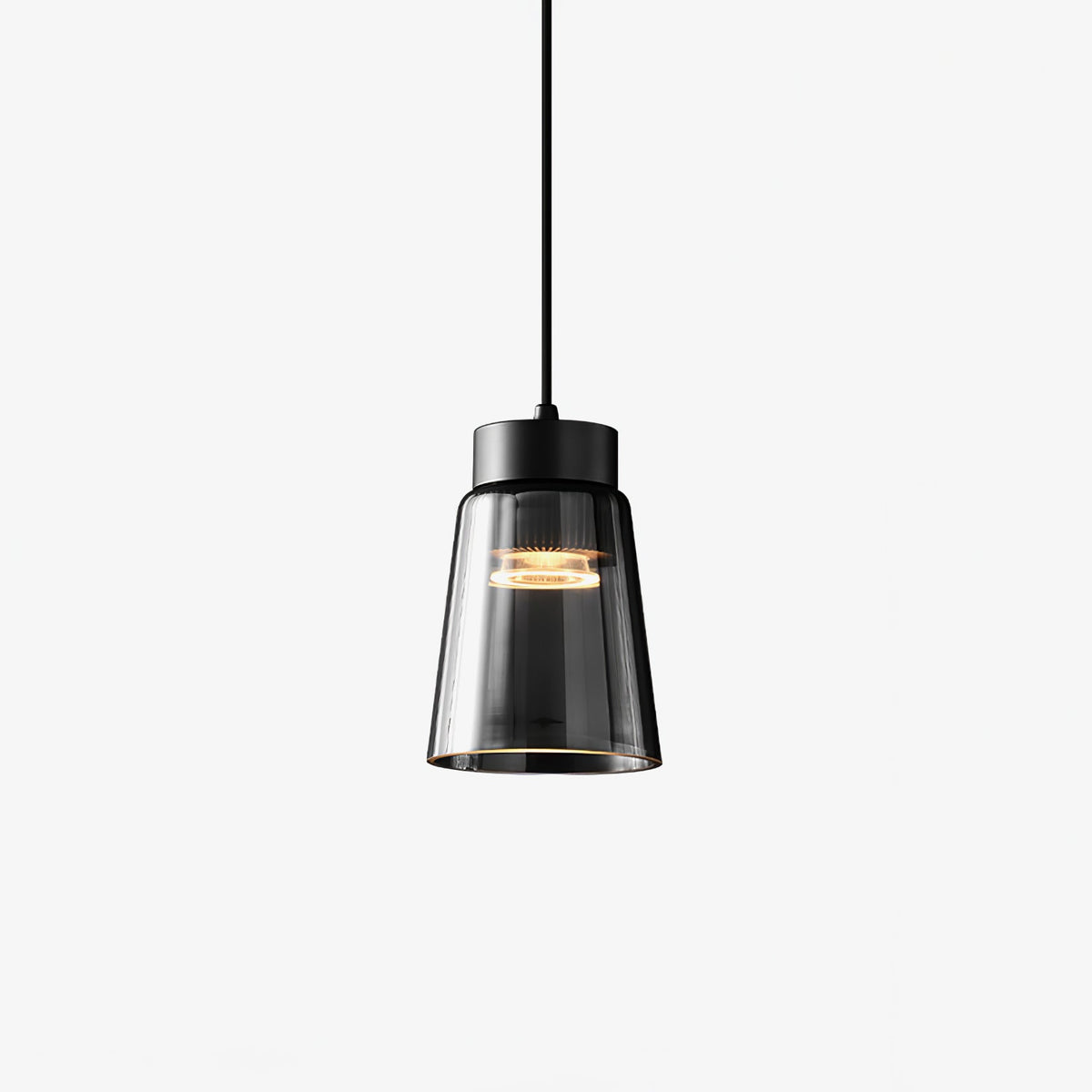 Jerez2 Modern LED Pendant Light in Smokey Gray Glass for Dining Room & Kitchen Island