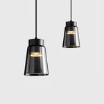 Jerez2 Modern LED Pendant Light in Smokey Gray Glass for Dining Room & Kitchen Island