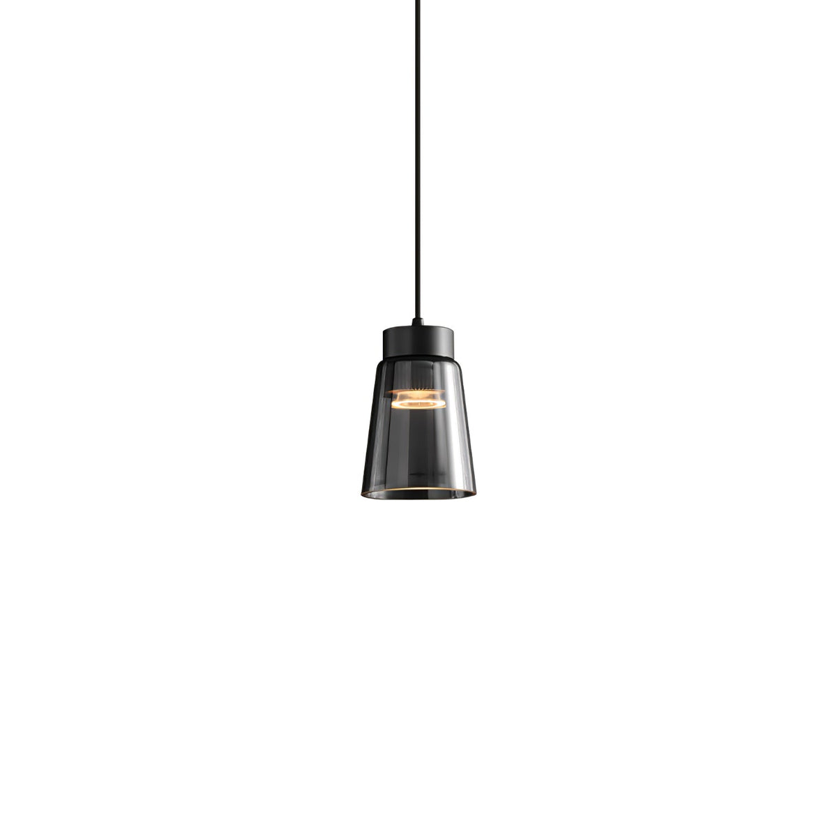 Jerez2 Modern LED Pendant Light in Smokey Gray Glass for Dining Room & Kitchen Island