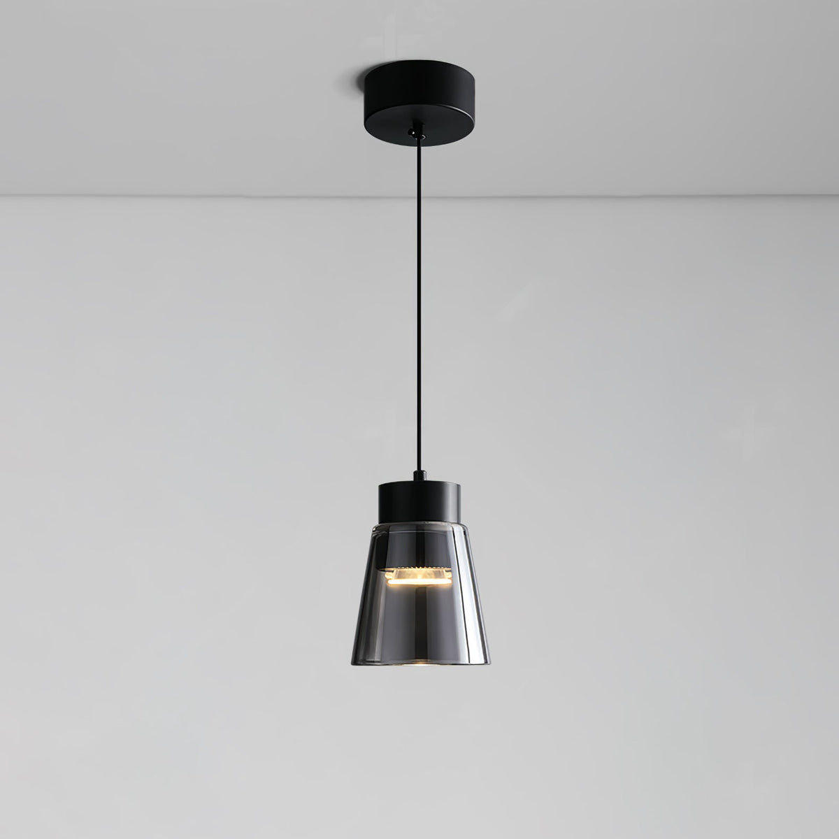 Jerez2 Modern LED Pendant Light in Smokey Gray Glass for Dining Room & Kitchen Island