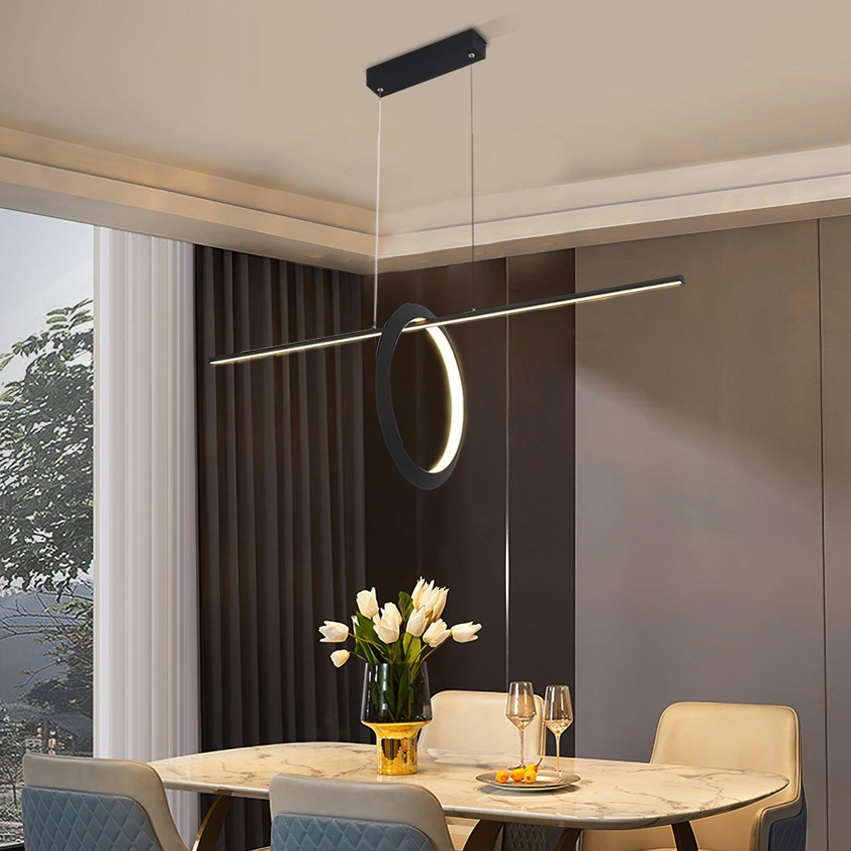 Jonathan LED Linear Pendant Light for Modern Kitchen Island and Dining Room