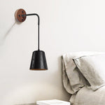 Jorren Wall Sconce in Black Travertine and Walnut