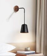 Jorren Wall Sconce in Black Travertine and Walnut
