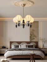 Juliette Fabric Chandelier – Modern Wood & Iron Pendant Light for Dining Room and Living Room