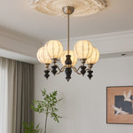 Juliette Fabric Chandelier – Modern Wood & Iron Pendant Light for Dining Room and Living Room