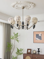 Juliette Fabric Chandelier – Modern Wood & Iron Pendant Light for Dining Room and Living Room
