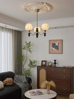 Juliette Fabric Chandelier – Modern Wood & Iron Pendant Light for Dining Room and Living Room
