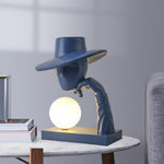 Juni Sculptural Resin Table Lamp with Glass Shade