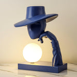 Juni Sculptural Resin Table Lamp with Glass Shade
