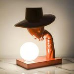 Juni Sculptural Resin Table Lamp with Glass Shade
