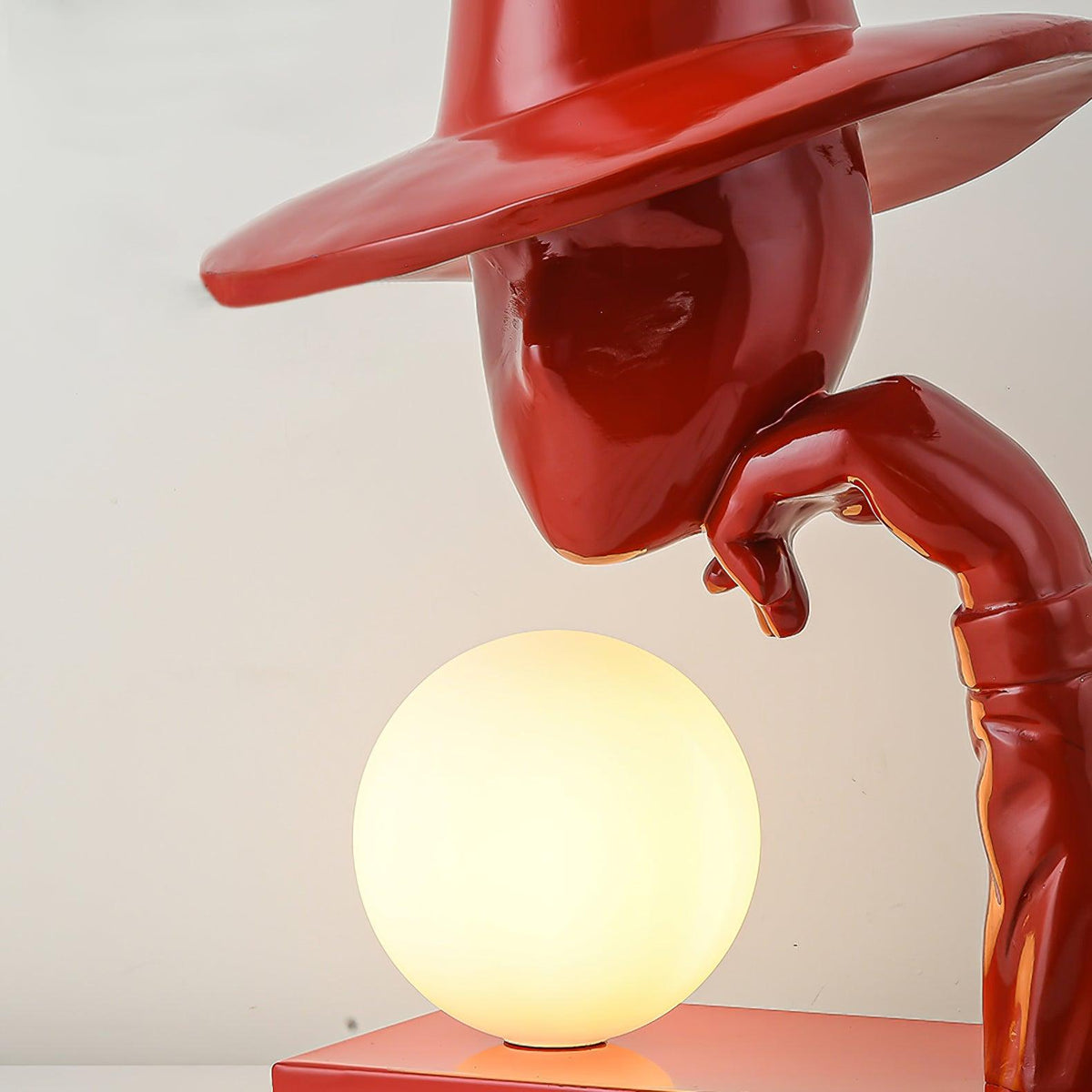 Juni Sculptural Resin Table Lamp with Glass Shade