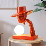 Juni Sculptural Resin Table Lamp with Glass Shade