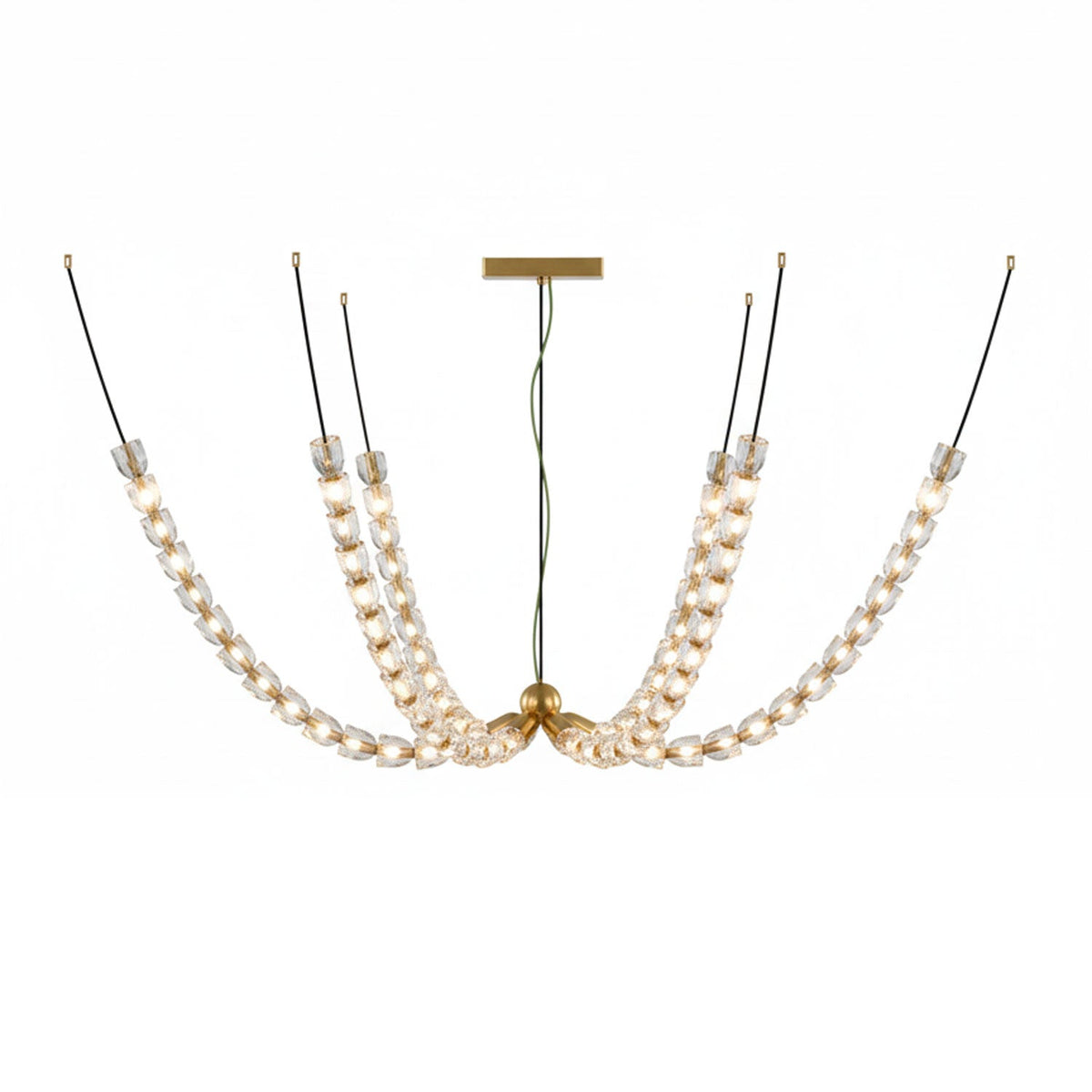 Gabriel Gold Crystal Chandelier – Sculptural LED Pendant for Modern Interiors