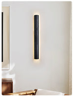 Kaedran Black Travertine LED Wall Sconce with Halo Backlighting