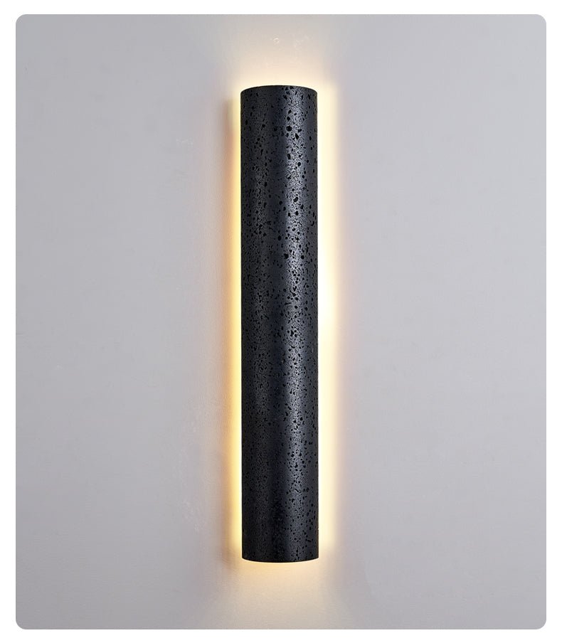 Kaedran Black Travertine LED Wall Sconce with Halo Backlighting