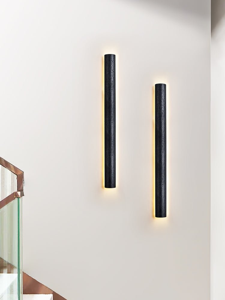 Kaedran Black Travertine LED Wall Sconce with Halo Backlighting