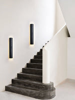 Kaedran Black Travertine LED Wall Sconce with Halo Backlighting