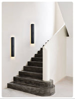 Kaedran Black Travertine LED Wall Sconce with Halo Backlighting