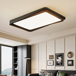 Kaelen Duet Flush Mount Ceiling Light – Modern LED Wood Grain & Iron