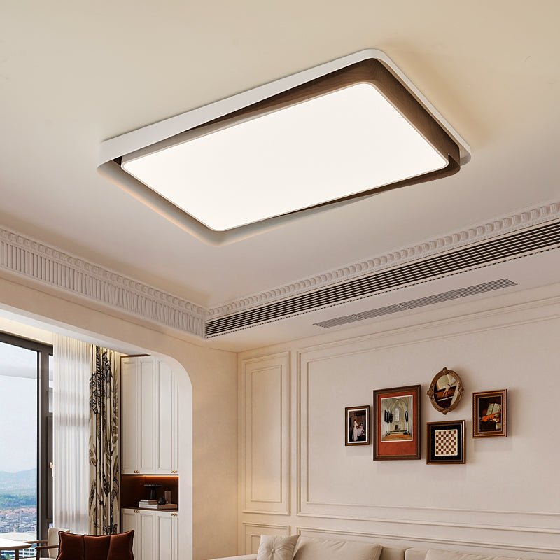 Kaelen Duet Flush Mount Ceiling Light – Modern LED Wood Grain & Iron