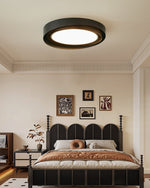 Kaelen Duet Flush Mount Ceiling Light – Modern LED Wood Grain & Iron