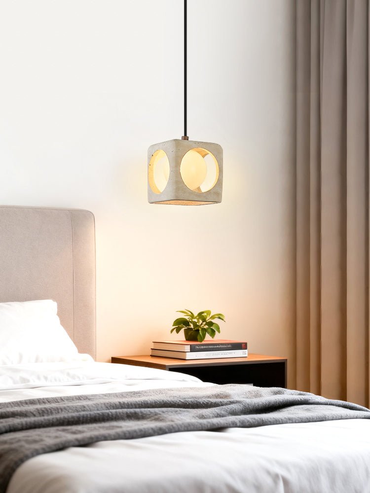 Kaelis Travertine Pendant Light – Sculptural Stone Cube Lamp for Modern Interiors