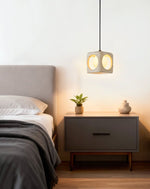 Kaelis Travertine Pendant Light – Sculptural Stone Cube Lamp for Modern Interiors