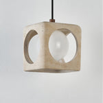 Kaelis Travertine Pendant Light – Sculptural Stone Cube Lamp for Modern Interiors