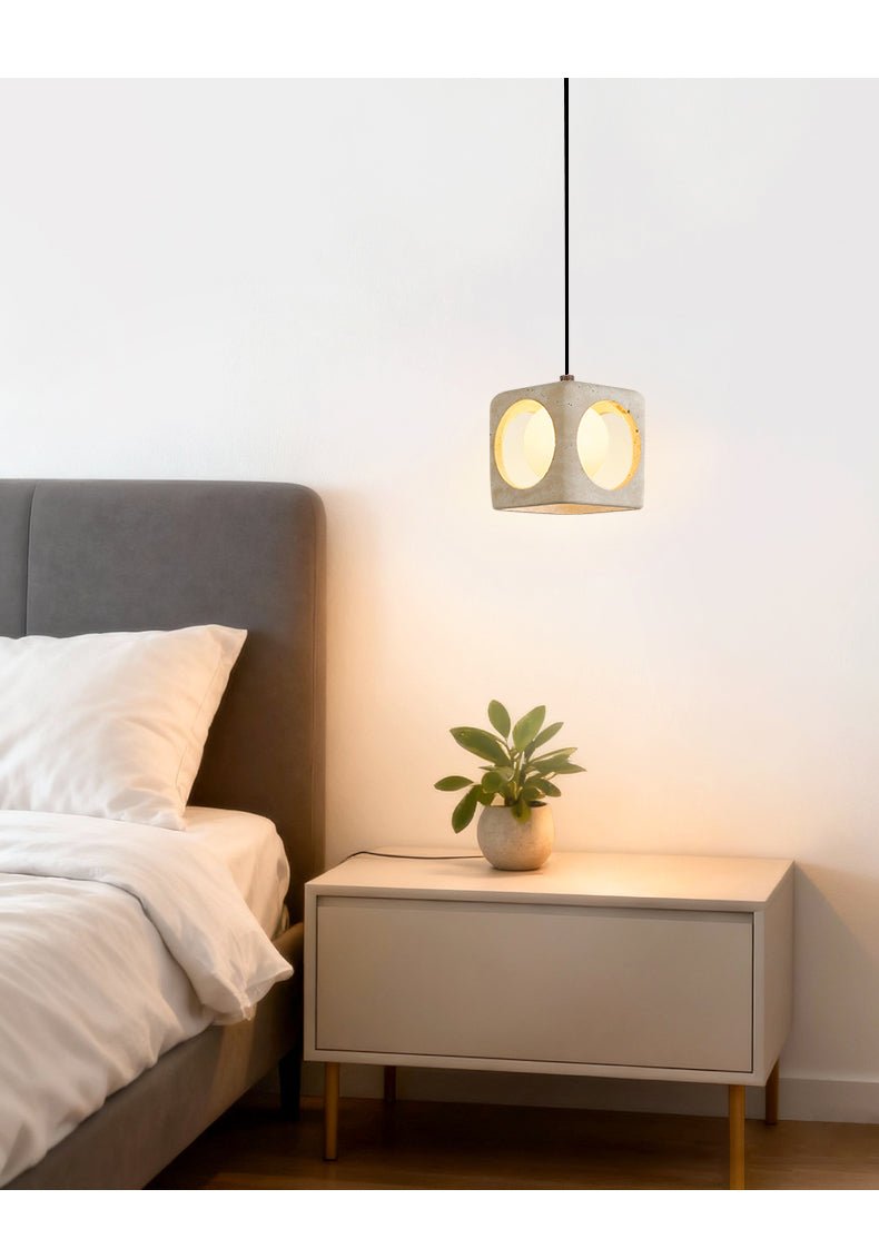 Kaelis Travertine Pendant Light – Sculptural Stone Cube Lamp for Modern Interiors