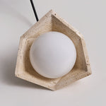 Kaelo Pendant Light in Yellow Travertine with Glass Globe