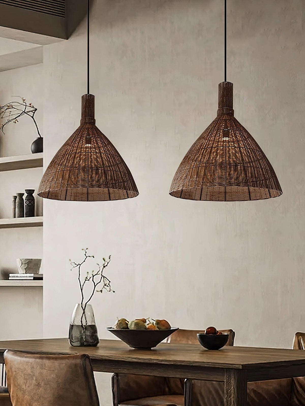 Kalani Woven Rattan Pendant Light – Natural Organic Modern Hanging Lamp