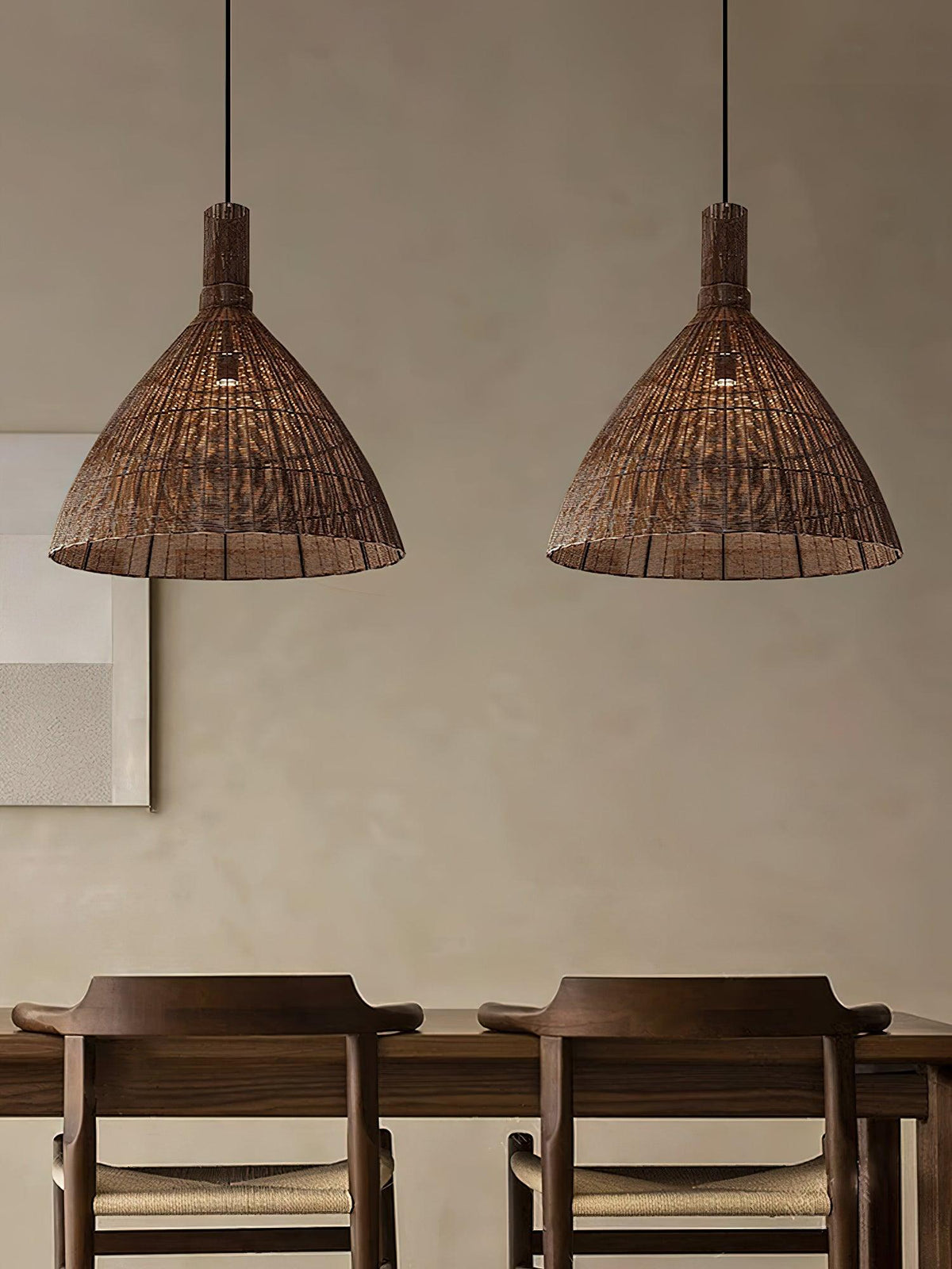 Kalani Woven Rattan Pendant Light – Natural Organic Modern Hanging Lamp