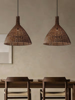 Kalani Woven Rattan Pendant Light – Natural Organic Modern Hanging Lamp