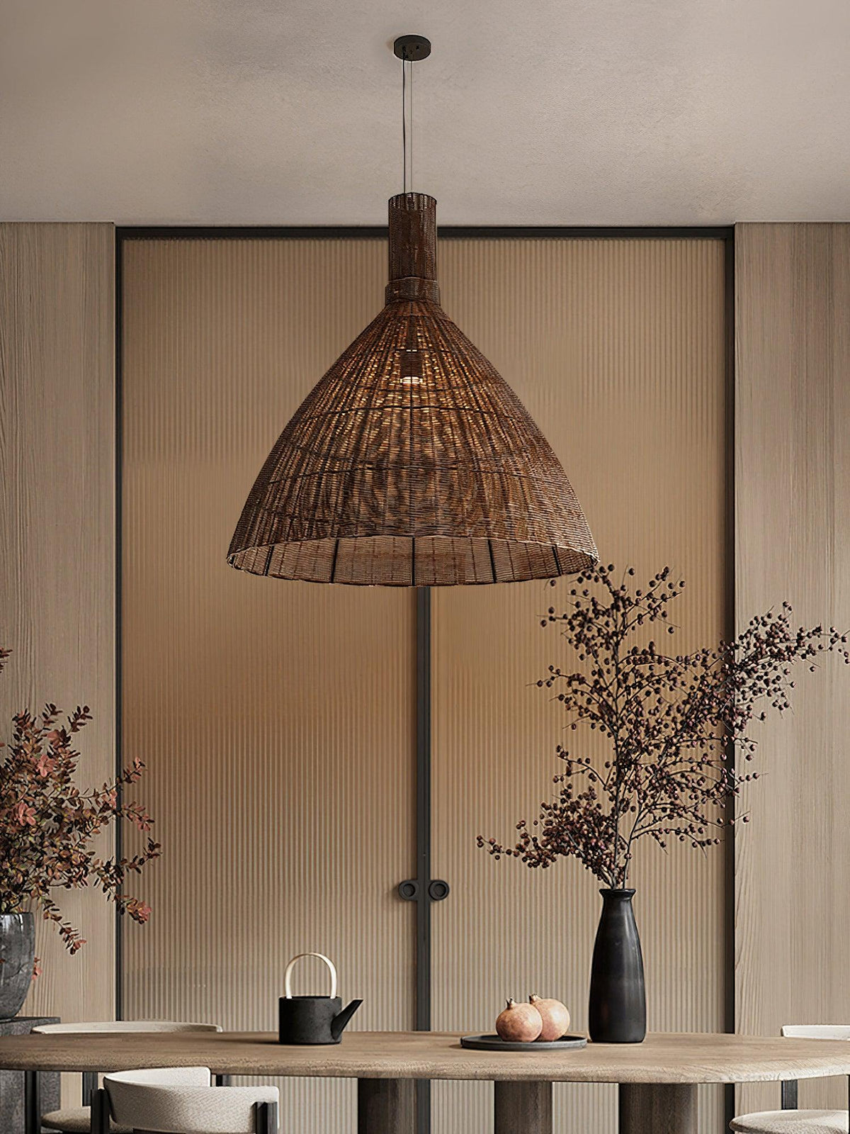 Kalani Woven Rattan Pendant Light – Natural Organic Modern Hanging Lamp