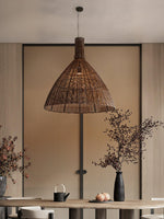 Kalani Woven Rattan Pendant Light – Natural Organic Modern Hanging Lamp