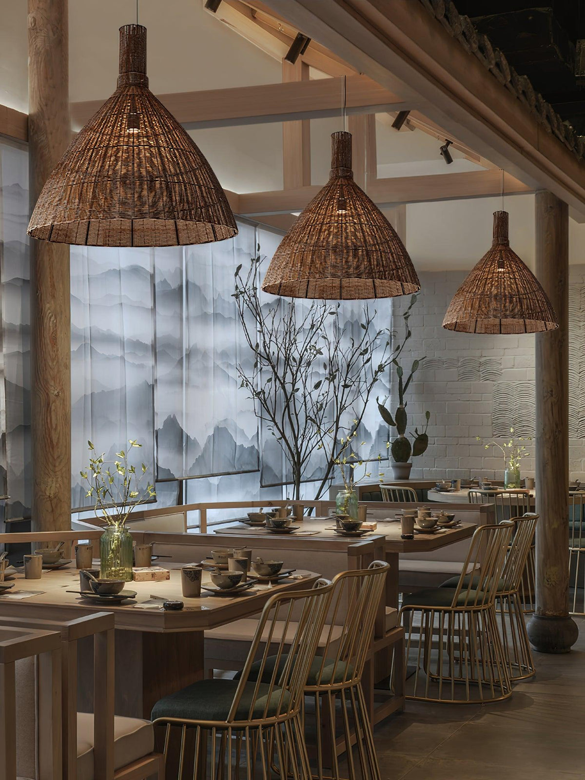 Kalani Woven Rattan Pendant Light – Natural Organic Modern Hanging Lamp