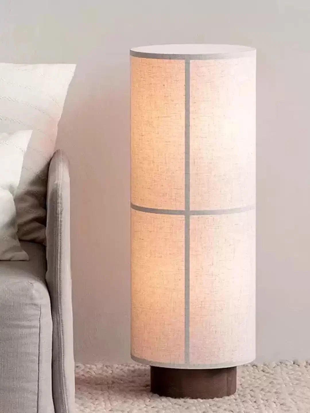 Kanso Glow Floor Lamp – Modern Minimalist Fabric Shade with Walnut Wood Base