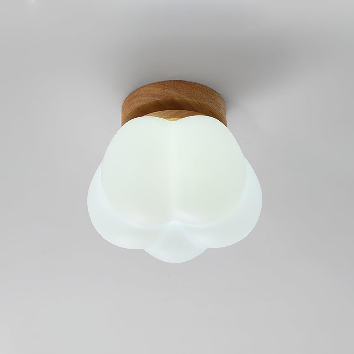 Kapok Flower Mini Flush Mount Ceiling Light in Wood Grain Metal