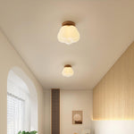Kapok Flower Mini Flush Mount Ceiling Light in Wood Grain Metal